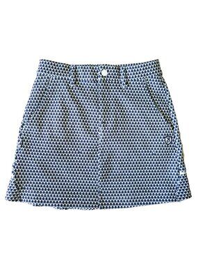 PEARLY GATES Japan Golf White Black Argyle Print Stretch Cute Mini Skirt 00 / XS
